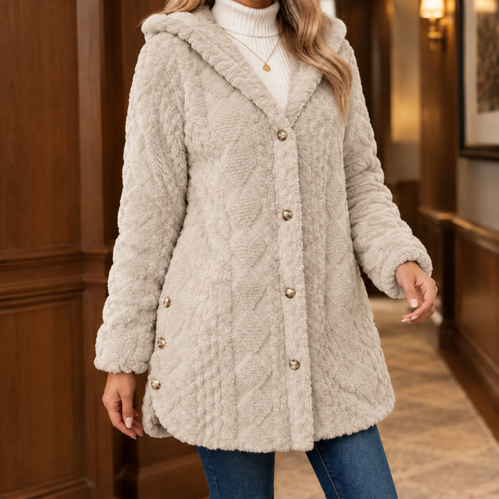 Charlie – Women's Hooded Button-Front Teddy Jacket