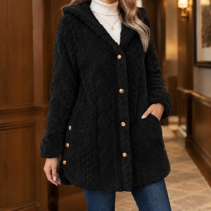 Charlie – Women's Hooded Button-Front Teddy Jacket