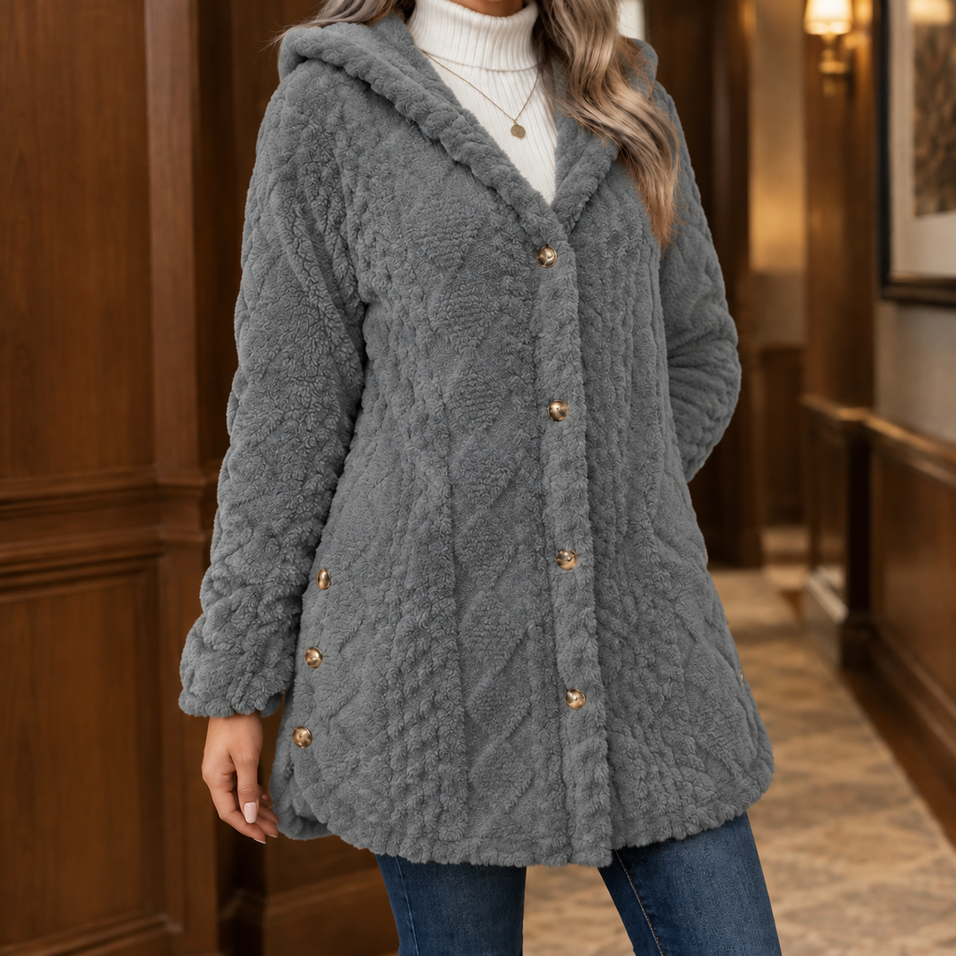 Charlie – Women's Hooded Button-Front Teddy Jacket
