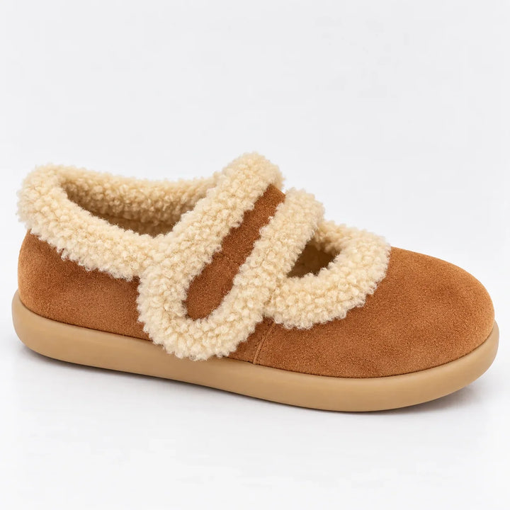 Clarice – Women's Sherpa Trim Mary Jane Slippers