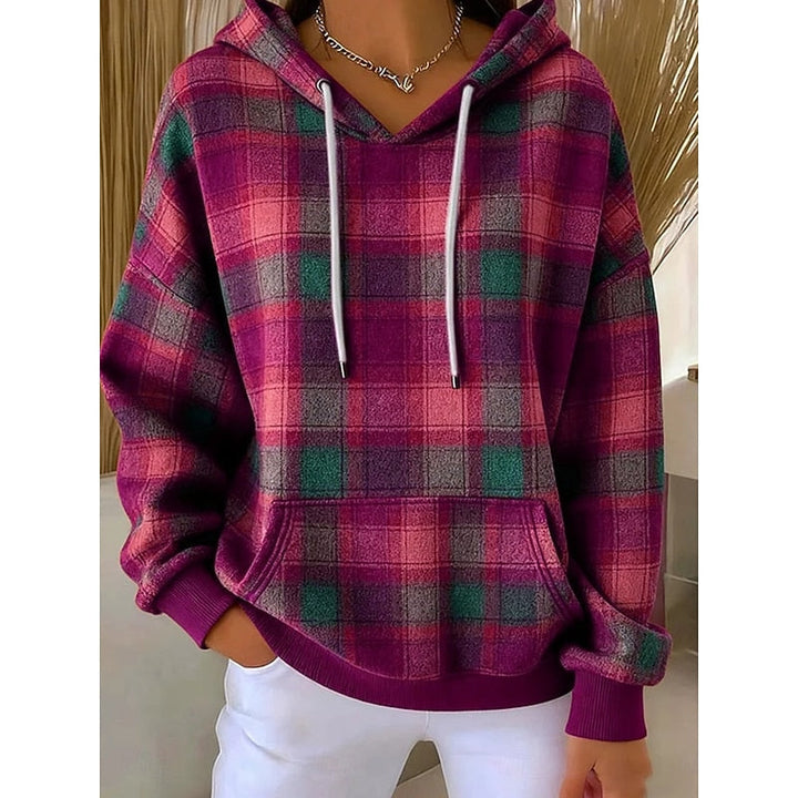 Malvina – Checked Kangaroo-Pocket Hoodie for Women