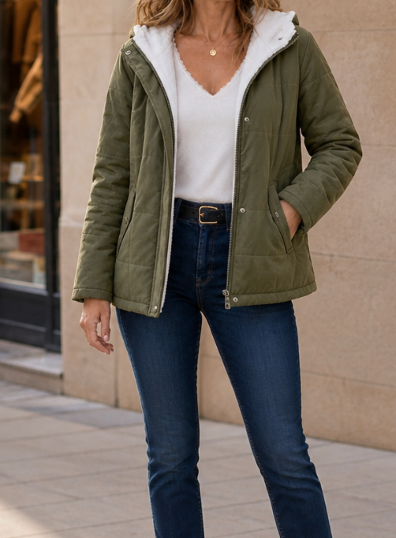 Collette – Women's Sherpa-Lined Hooded Quilted Jacket