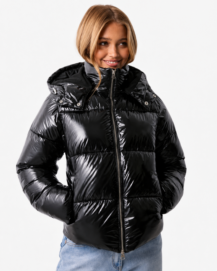 Corina – Women's Glossy Hooded Puffer Jacket