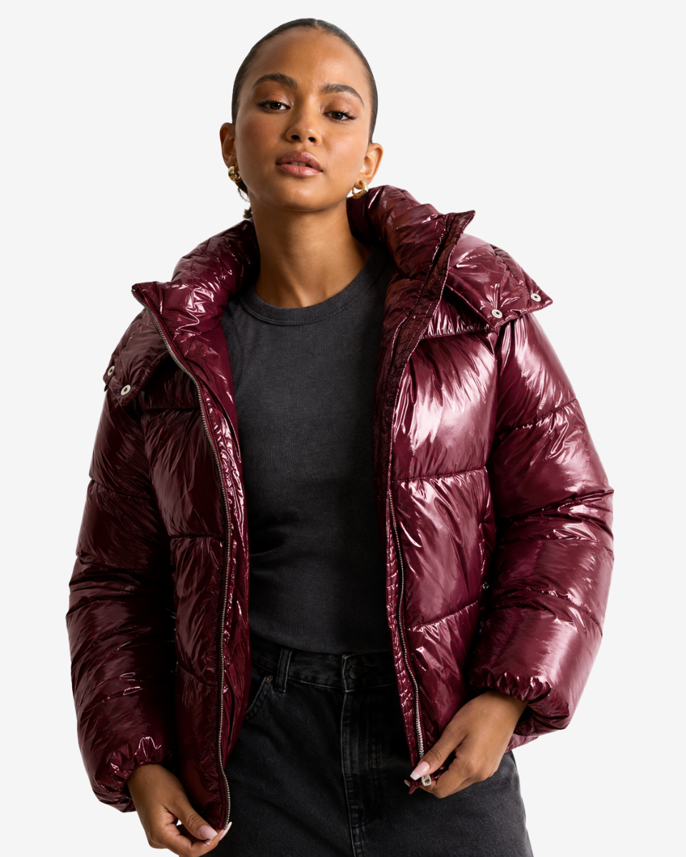 Corina – Women's Glossy Hooded Puffer Jacket