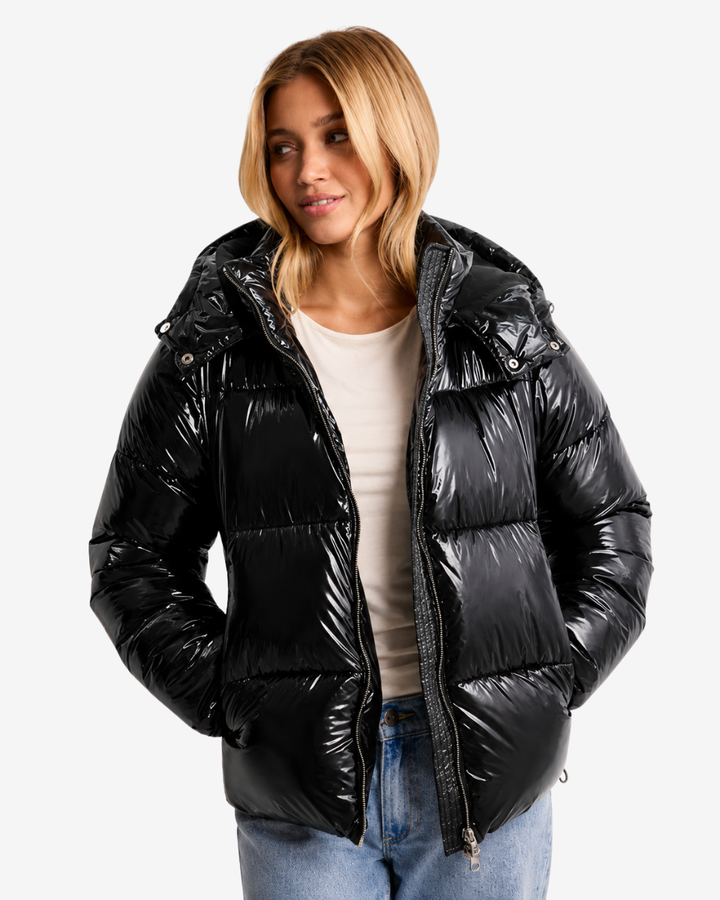 Corina – Women's Glossy Hooded Puffer Jacket