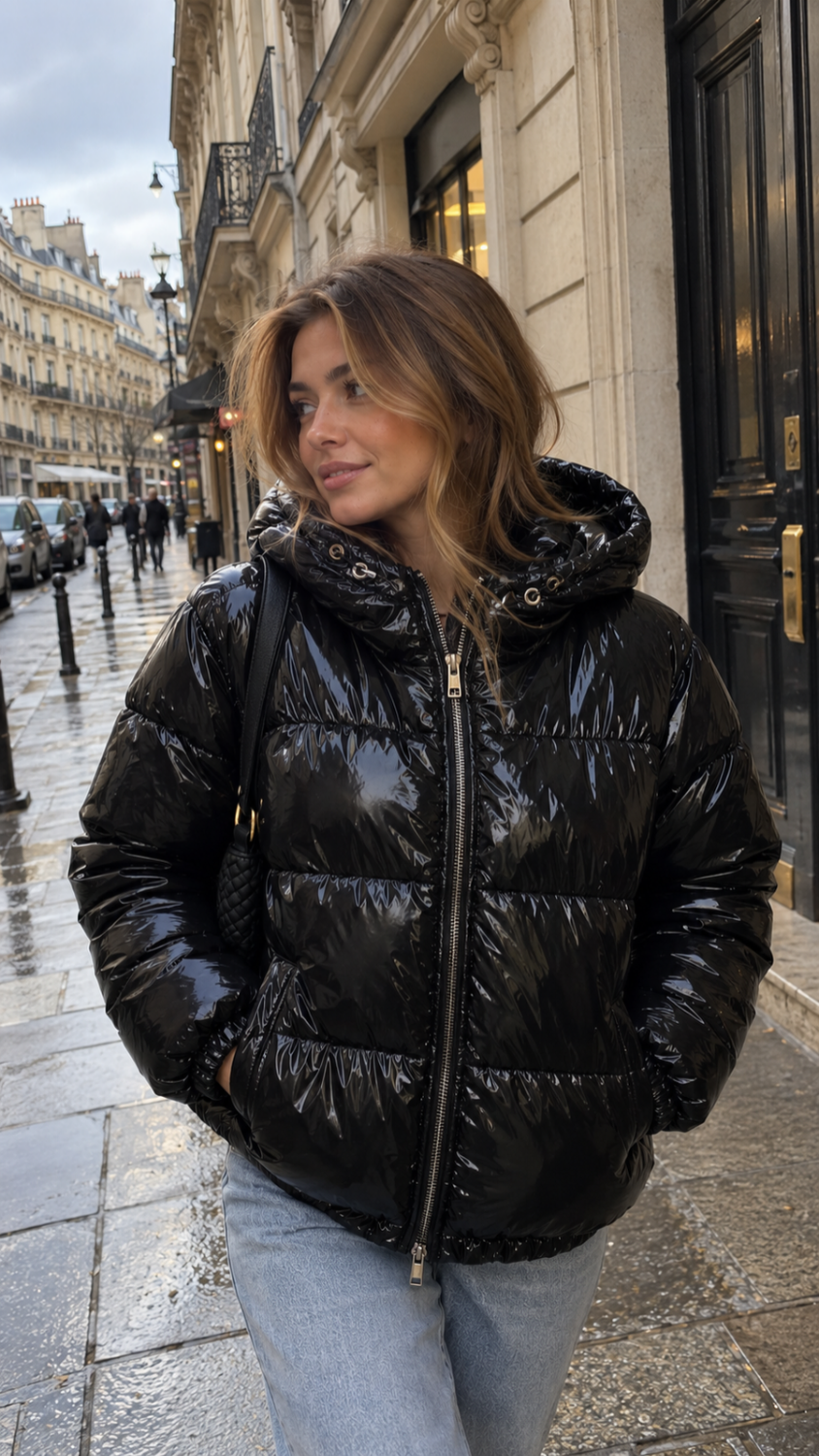 Corina – Women's Glossy Hooded Puffer Jacket