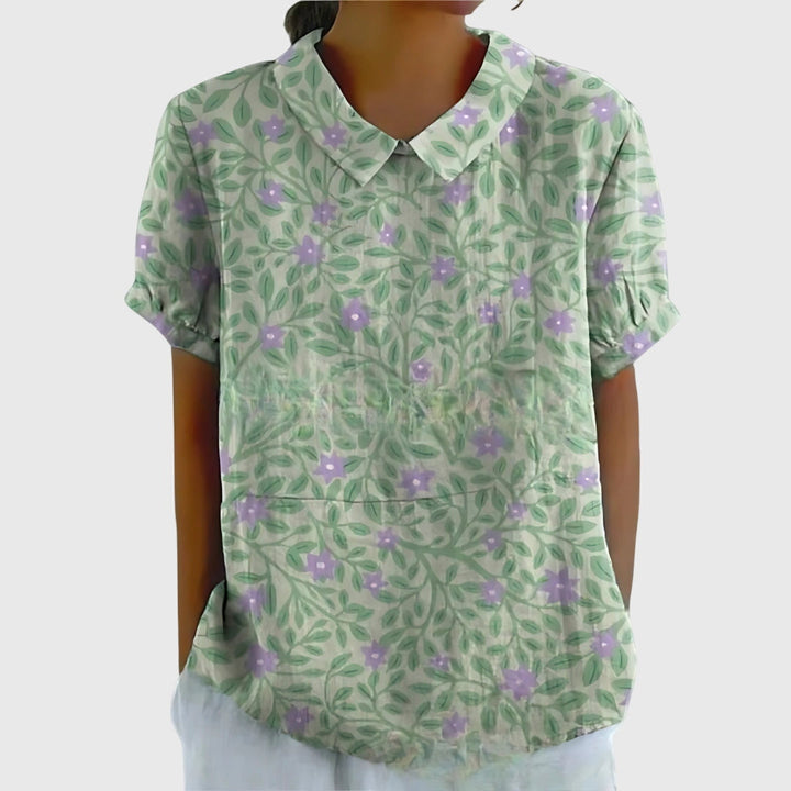 Madison – Flowy Floral Blouse with Short Sleeves