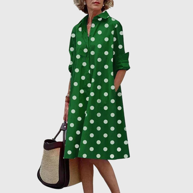 Eliza – Collared Midi Shirt Dress with Pockets