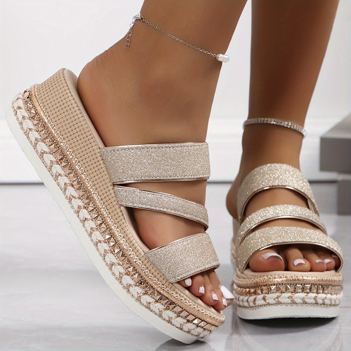 Avery – Elegant Sandals with Metallic Glitter Straps