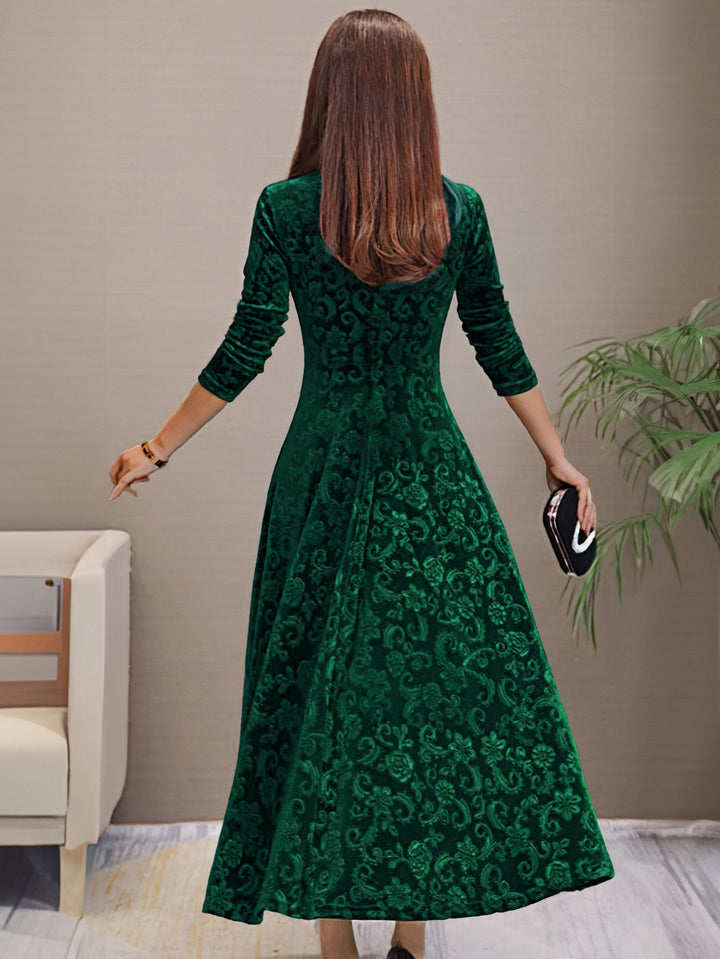 Nadya – Fit-and-Flare V-Neck Midi Dress for Women