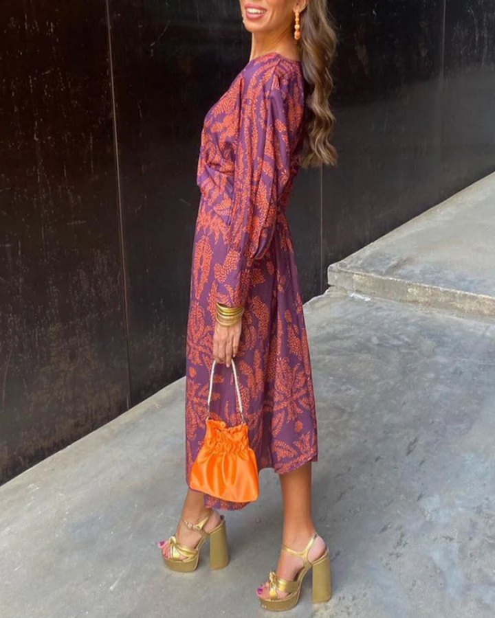 Penelope | Long Sleeve V-Neck Maxi Dress
