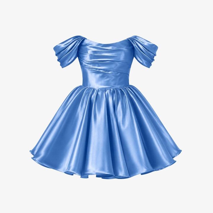 Damen-Minikleid aus Satin mit schulterfreiem Ausschnitt-Mini Dress-Alpenkind