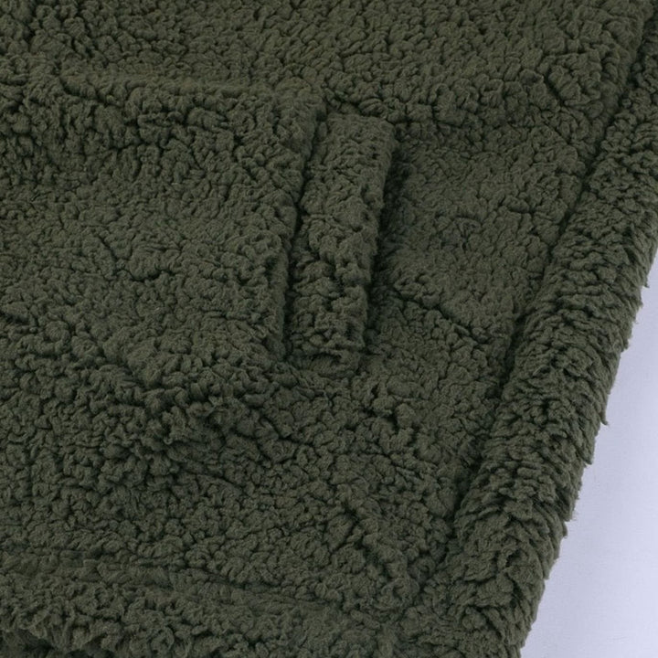 Damen Oversized Teddy-Mantel mit Kapuze und Reißverschluss