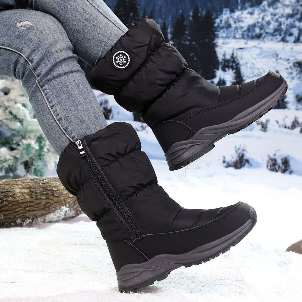 Damen Winterstiefel warm gefüttert wasserdicht rutschfeste Profilsohle