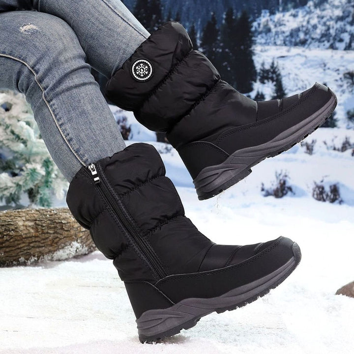 Damen Winterstiefel warm gefüttert wasserdicht rutschfeste Profilsohle