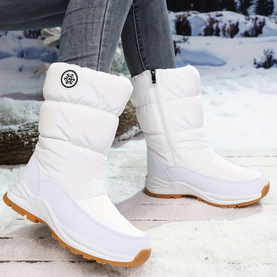 Damen Winterstiefel warm gefüttert wasserdicht rutschfeste Profilsohle