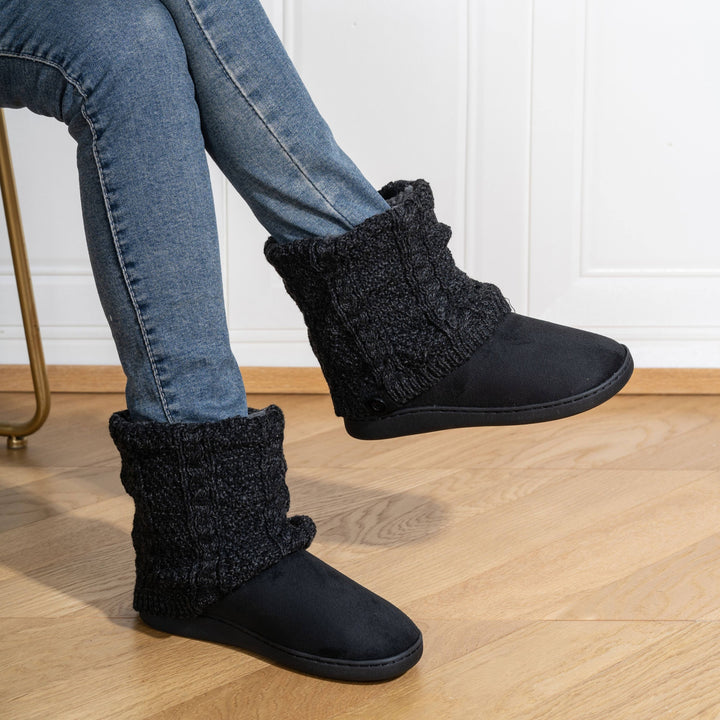Darla – Women's Cable-Stitch Cuff Slipper Boots