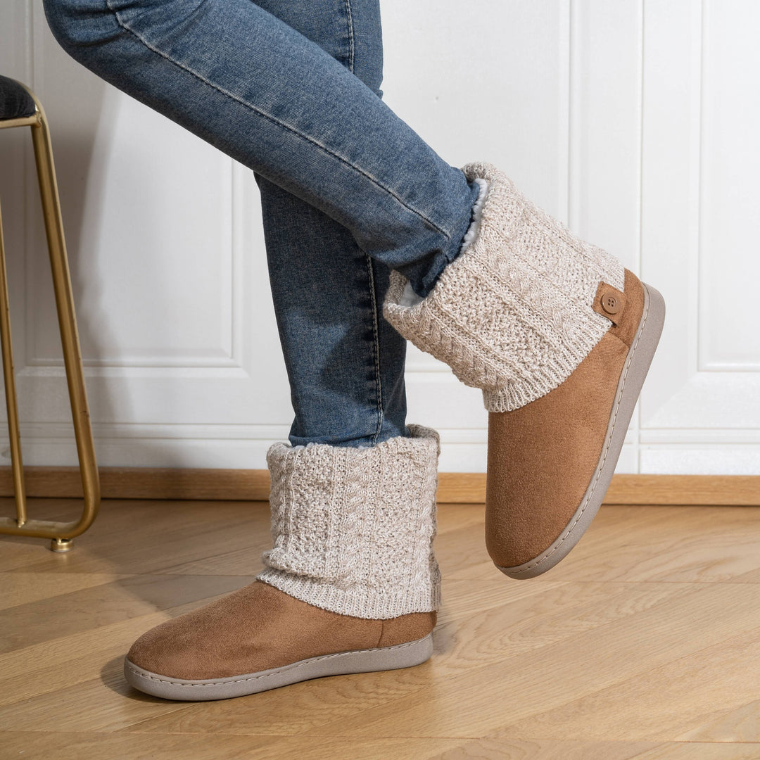 Darla – Women's Cable-Stitch Cuff Slipper Boots