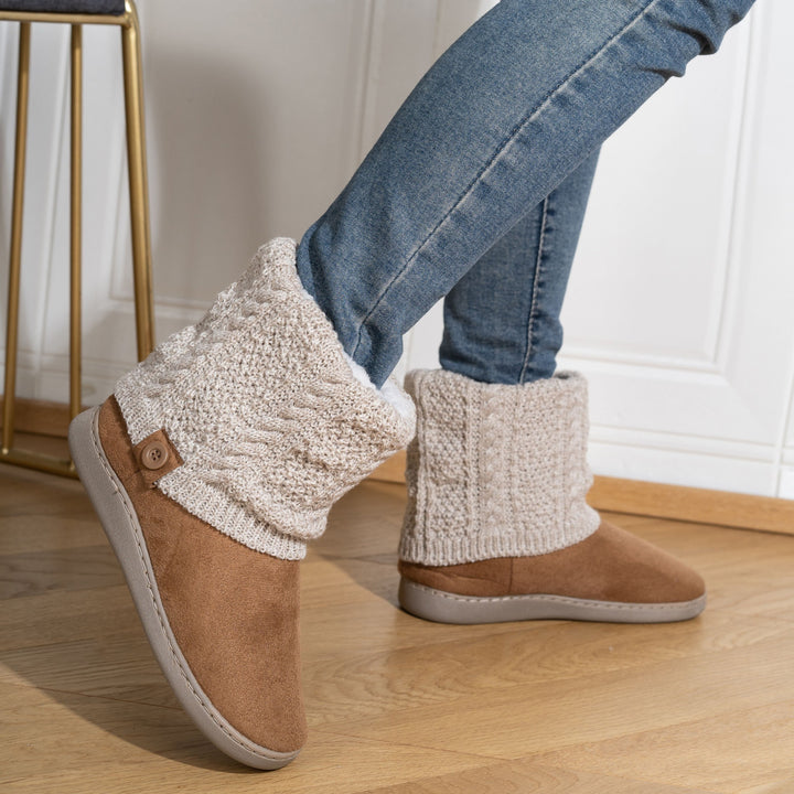 Darla – Women's Cable-Stitch Cuff Slipper Boots