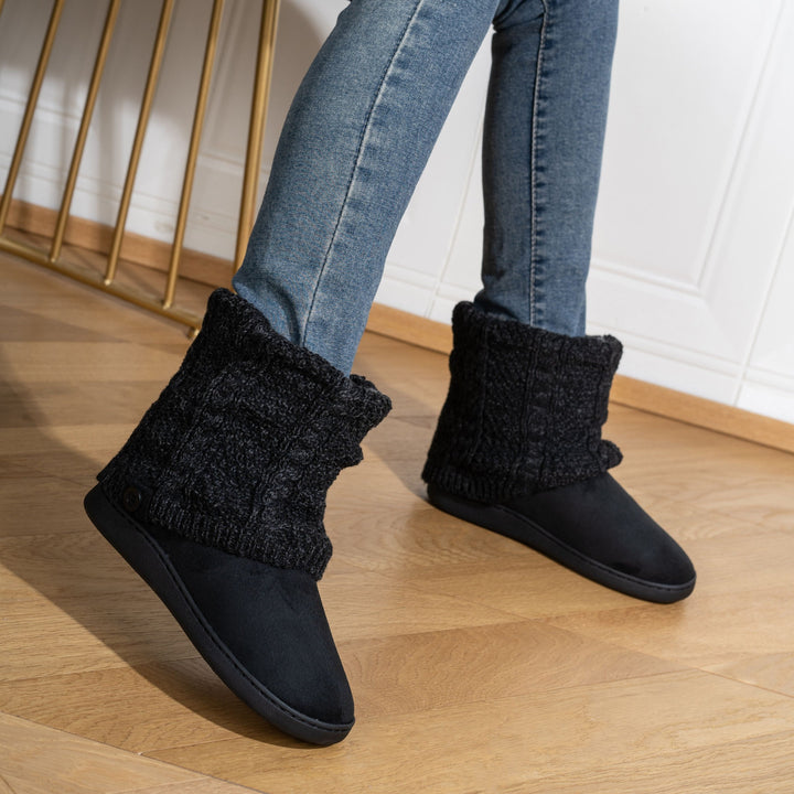 Darla – Women's Cable-Stitch Cuff Slipper Boots