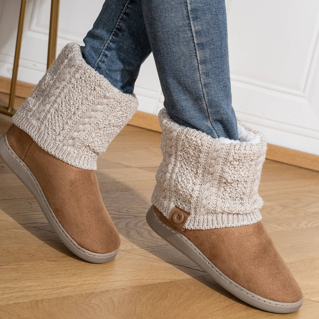 Darla – Women's Cable-Stitch Cuff Slipper Boots