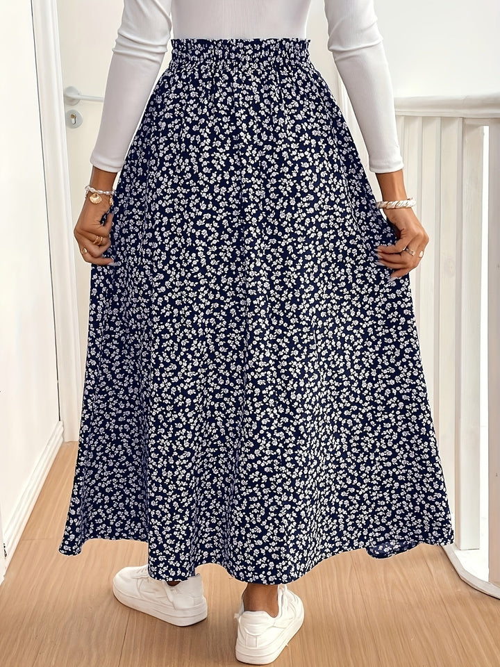 Tabitha – Ditsy Floral Maxi Skirt with Side Slit