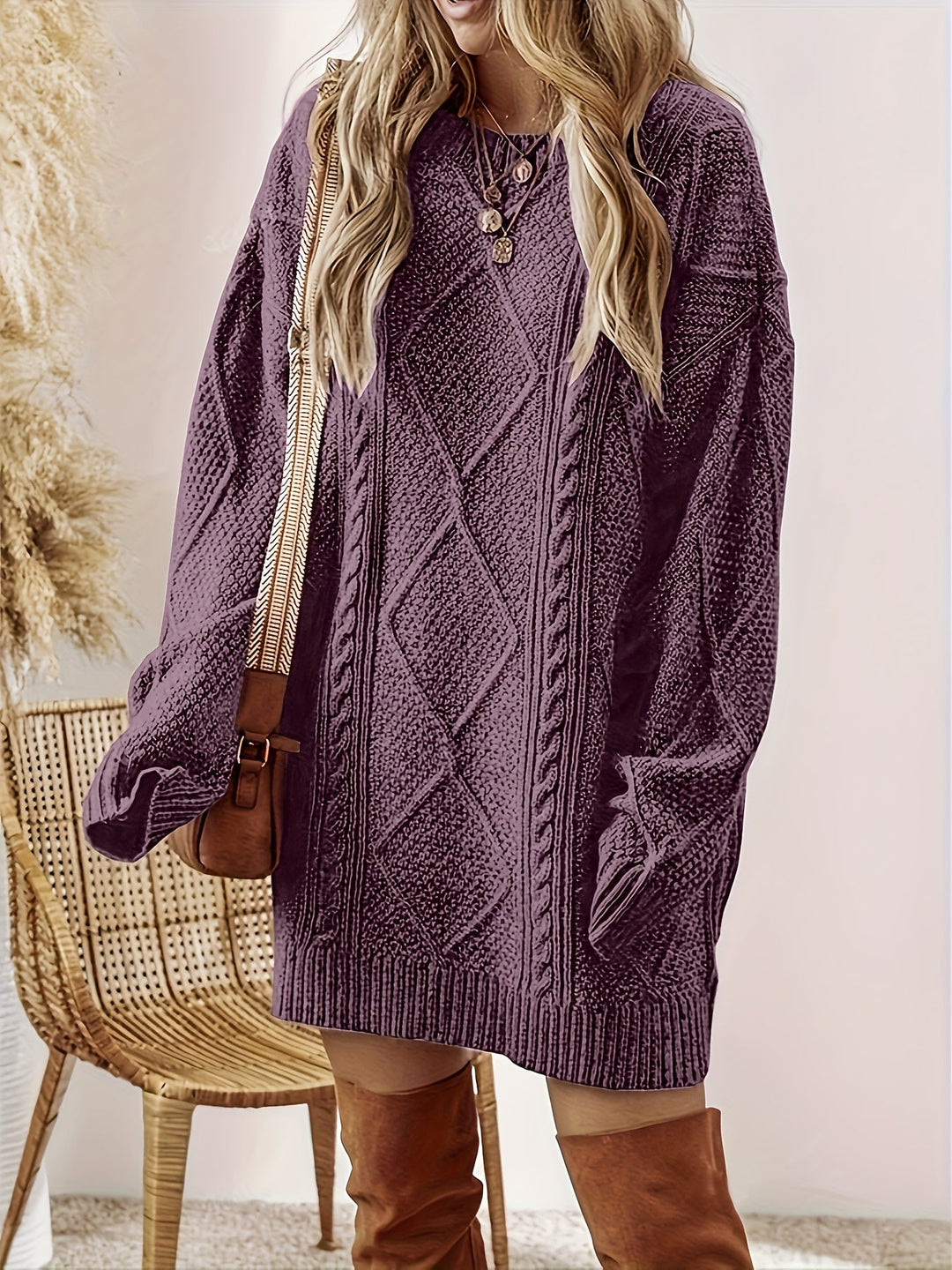 Romy – Cable-Stitch Oversized Sweater Dress for Women