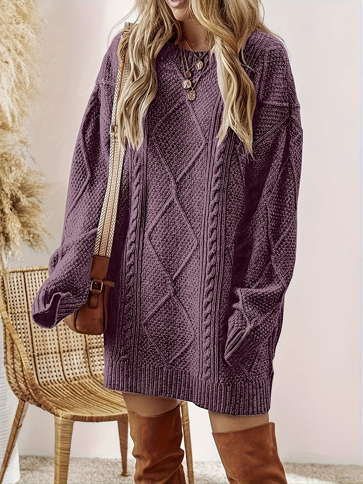 Romy – Cable-Stitch Oversized Sweater Dress for Women