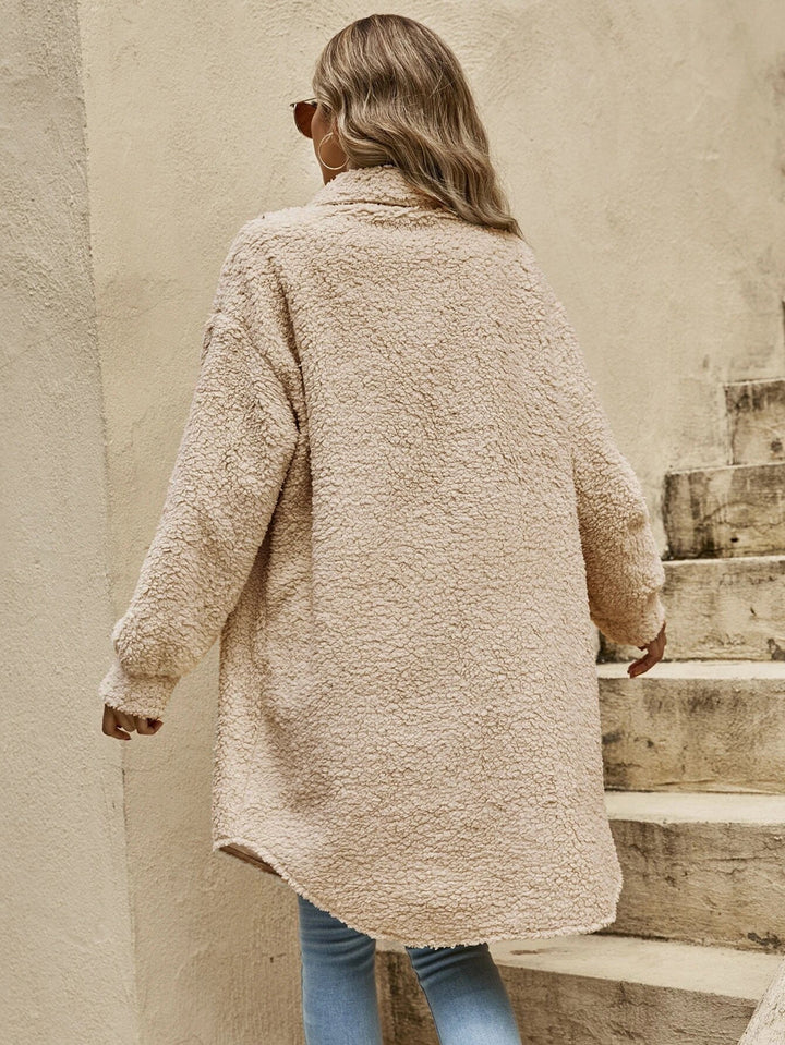 Delores – Women's Teddy Button-Front Long Shirt Jacket