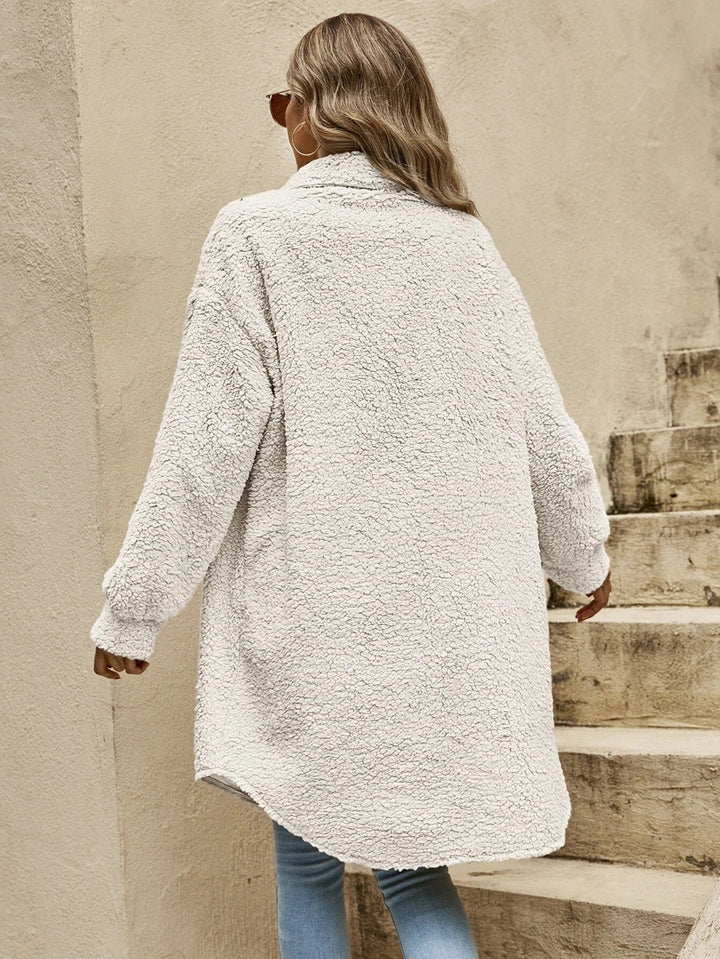Delores – Women's Teddy Button-Front Long Shirt Jacket