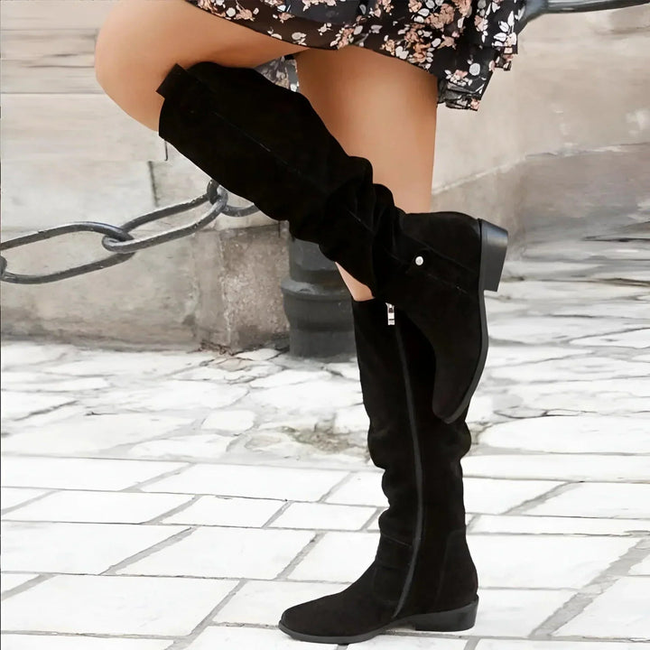 Edwina – Pointed-Toe Slouch Knee Boots for Women