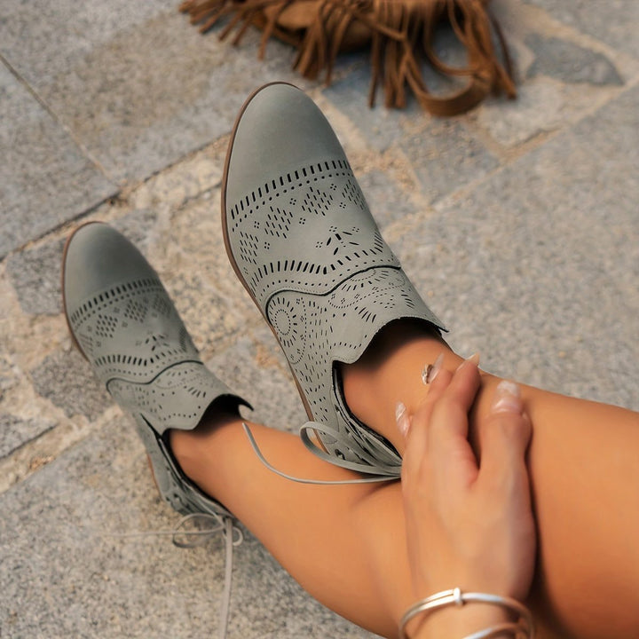 Cutout Detail Block Heel Ankle Boots for Women - View 14