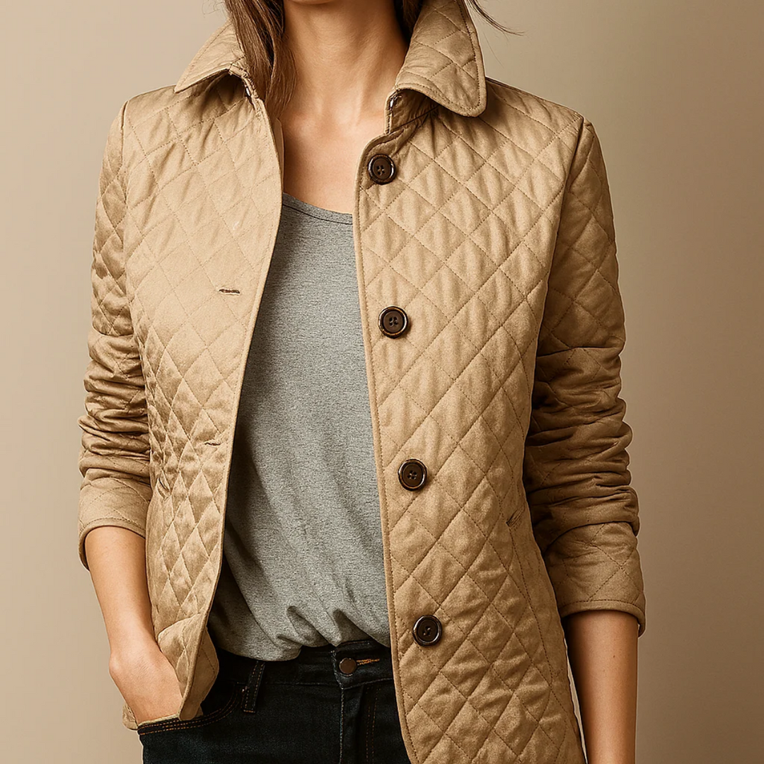 Manon – Stand Collar Diamond-Quilted Jacket for Women