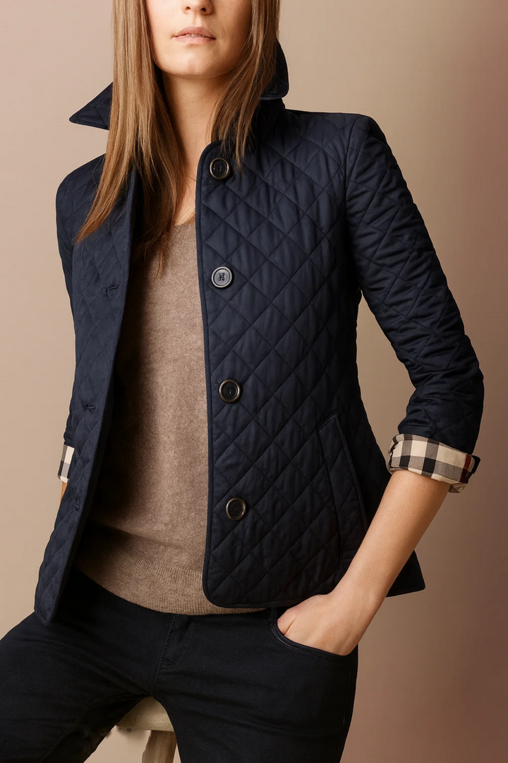 Manon – Stand Collar Diamond-Quilted Jacket for Women