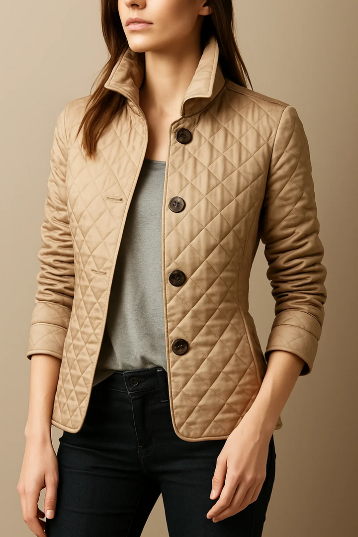 Manon – Stand Collar Diamond-Quilted Jacket for Women