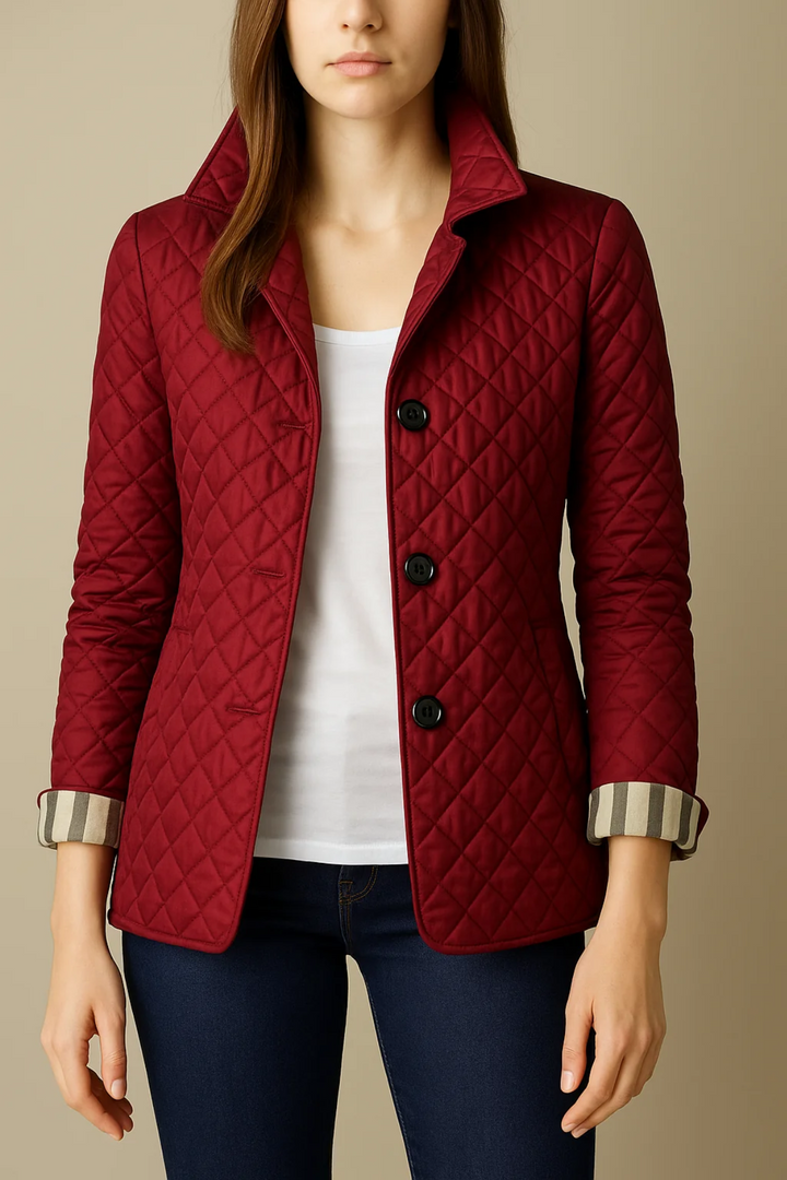 Manon – Stand Collar Diamond-Quilted Jacket for Women