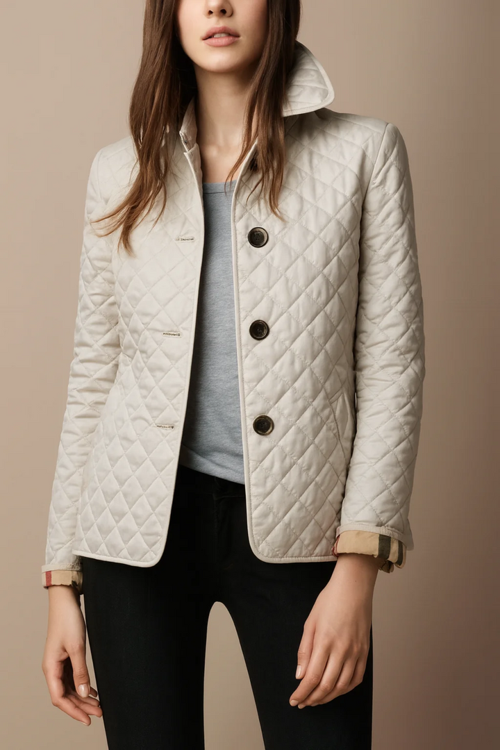 Manon – Stand Collar Diamond-Quilted Jacket for Women