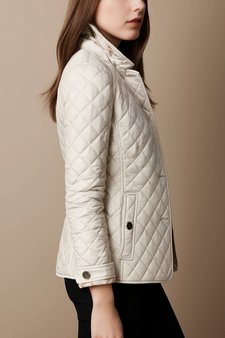 Manon – Stand Collar Diamond-Quilted Jacket for Women