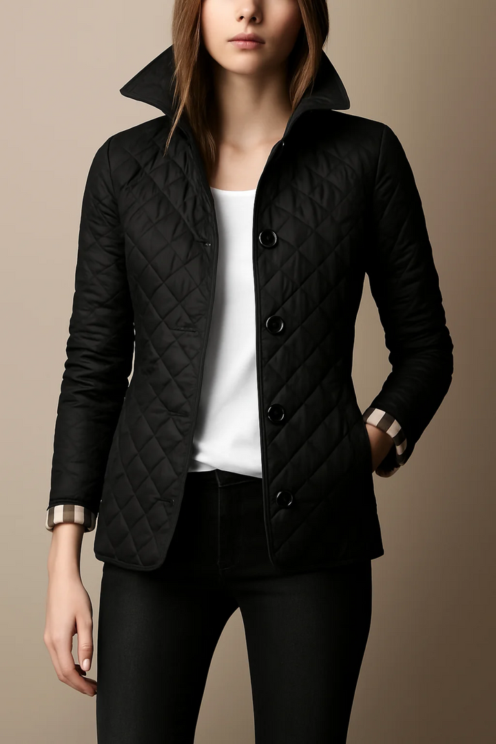 Manon – Stand Collar Diamond-Quilted Jacket for Women