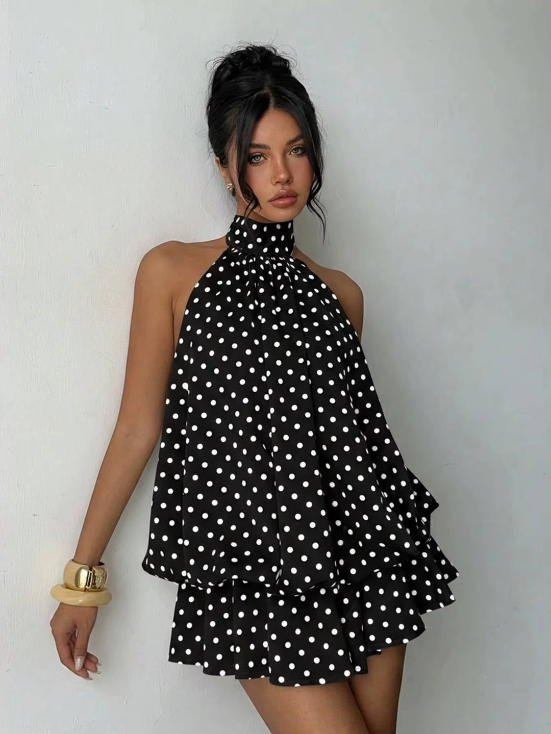 Muriel – Halter Neck Ruffle Mini Dress