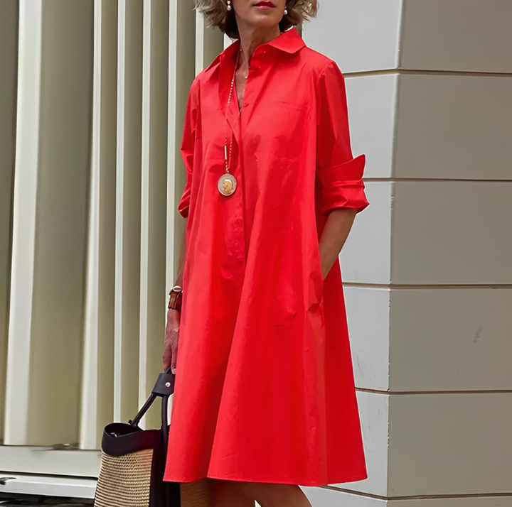 Tessa – Belted Button-Front Shirt Dress with Pockets