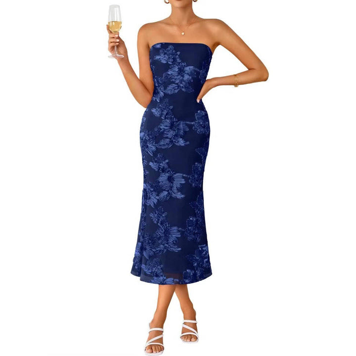 Priscilla – Strapless Floral Bodycon Midi Dress