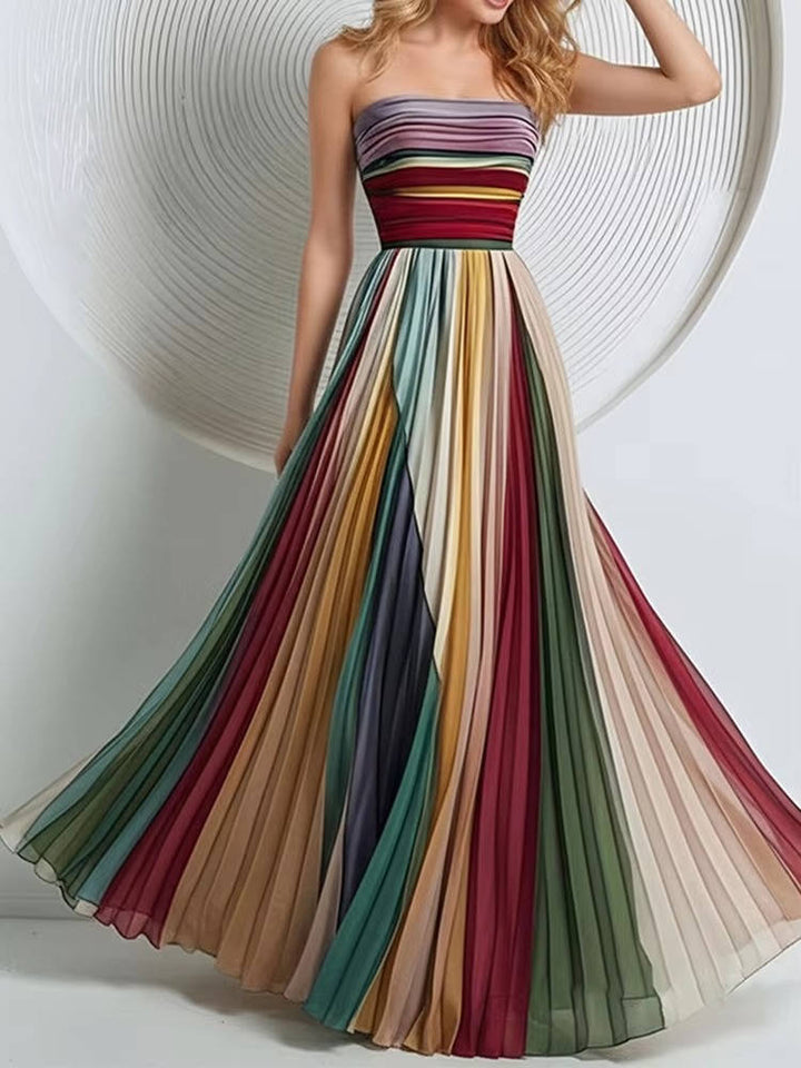 Myra – Strapless Pleated Maxi Dress