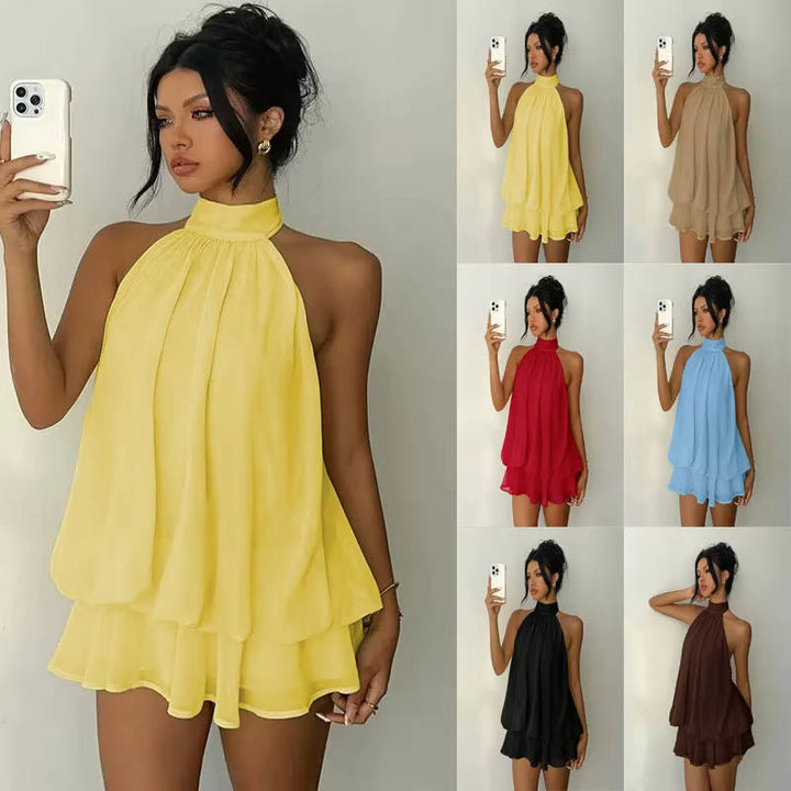 Muriel – Halter Neck Ruffle Mini Dress