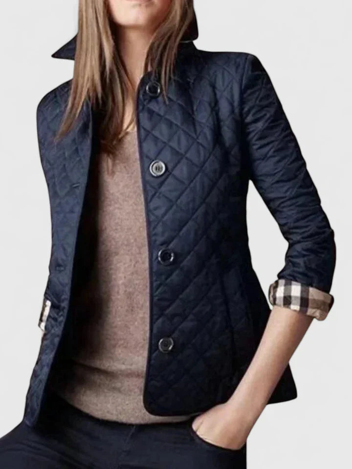 Teagan – Diamond-Quilted Collared Jacket for Women