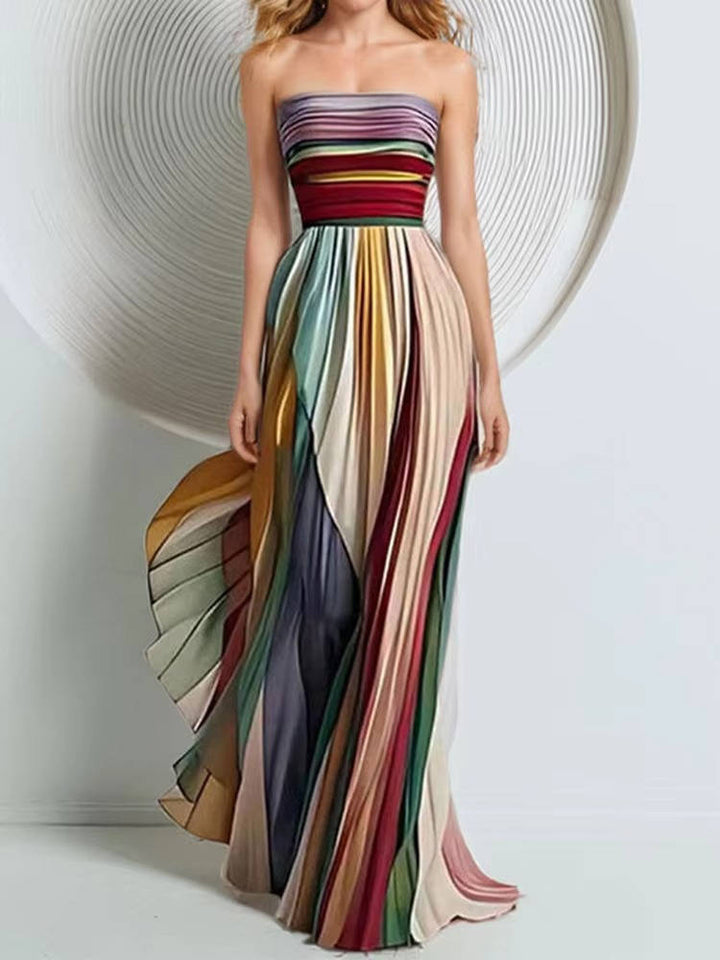 Myra – Strapless Pleated Maxi Dress
