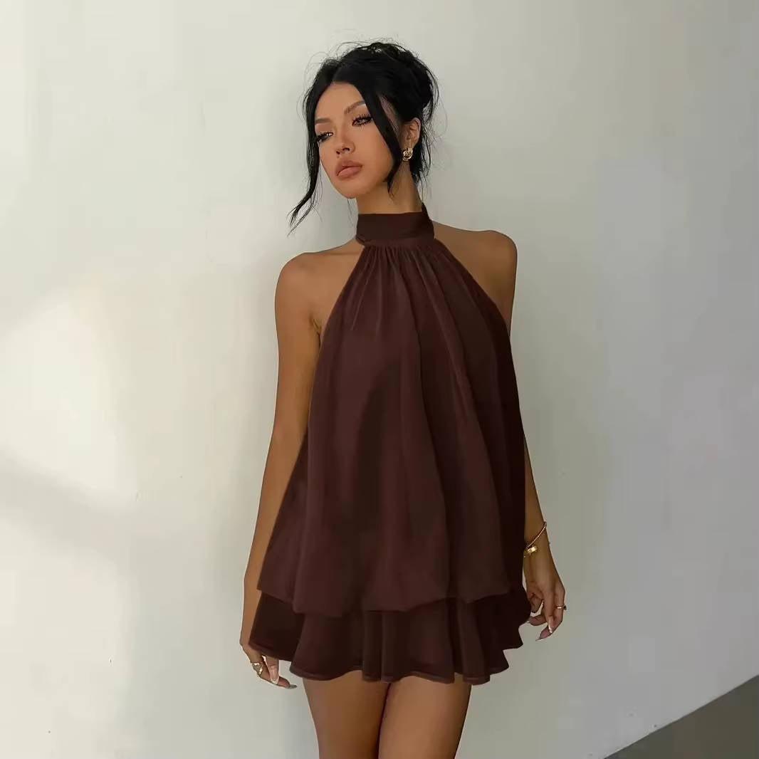 Muriel – Halter Neck Ruffle Mini Dress
