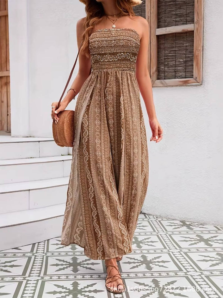 Nina – Strapless Smocked Boho Maxi Dress