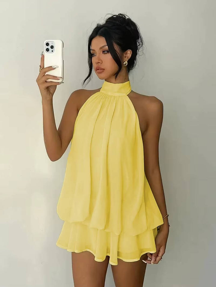 Muriel – Halter Neck Ruffle Mini Dress