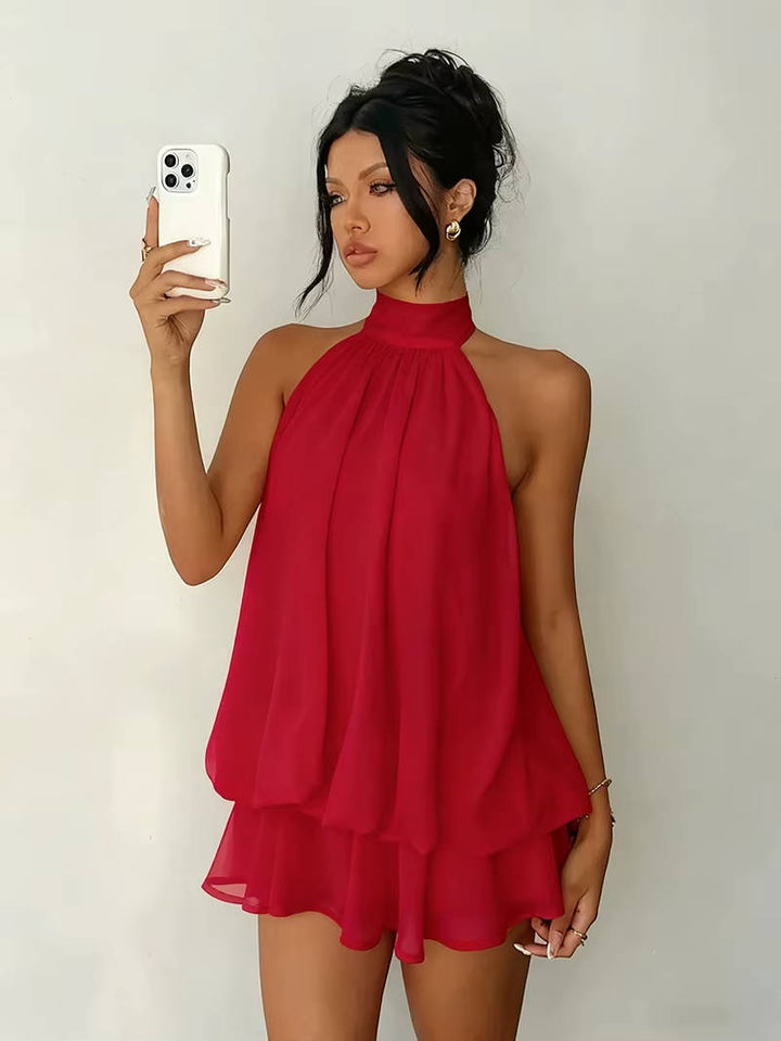Muriel – Halter Neck Ruffle Mini Dress